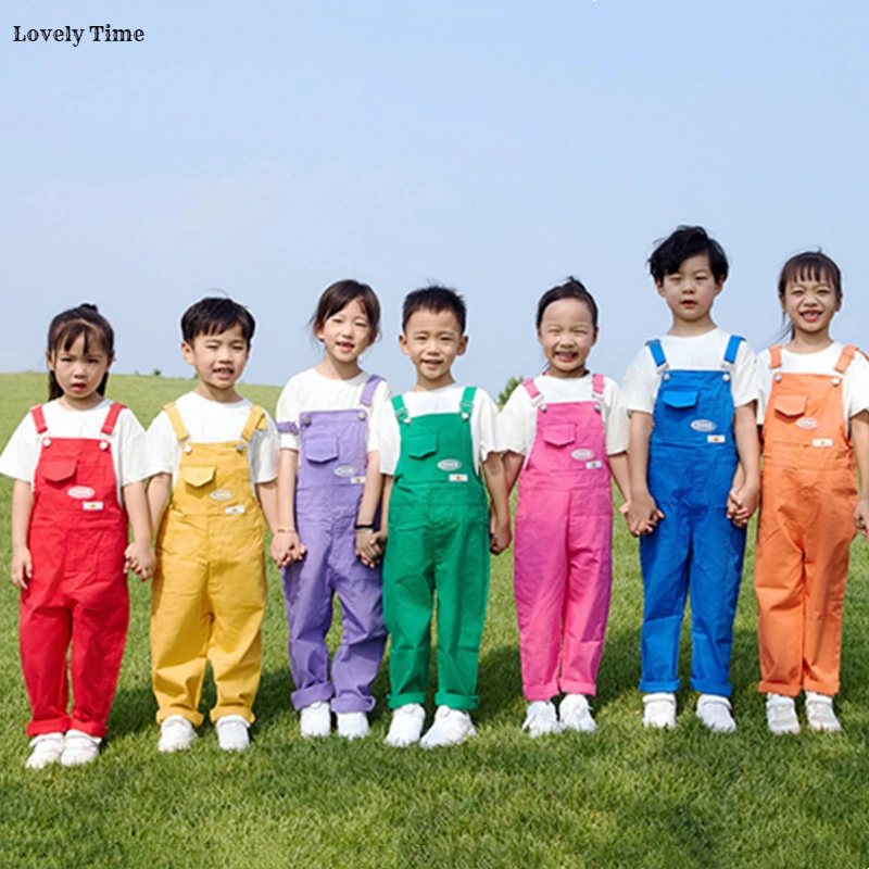 Kids Hip Hop Colorful Overalls Girls Sweet Dungaree Children Candy Color Jumpsuit Street Dance Romper Boys Streetwear Trousers thumbnail 6