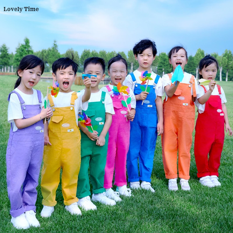 Kids Hip Hop Colorful Overalls Girls Sweet Dungaree Children Candy Color Jumpsuit Street Dance Romper Boys Streetwear Trousers thumbnail 2