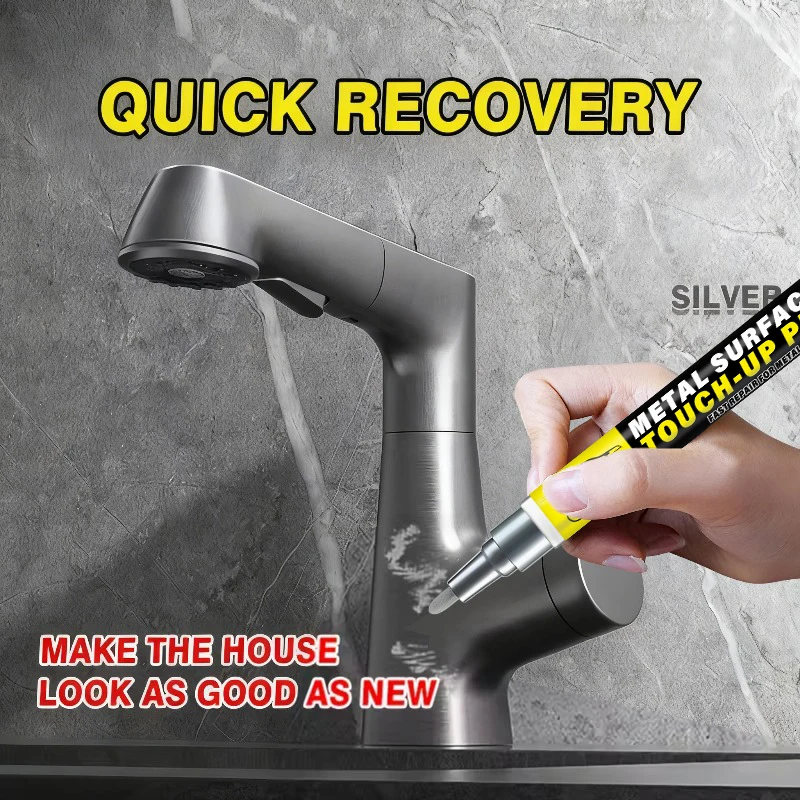 Metal Touch-Up Pen - Scratch Repair for Faucet Paint Surfaces, Paint Restoration for Bathrooms and Kitchens, Black, White, and Gray Touch-Up Pens, Suitable for Faucets, Door Handles, Sinks, Bathtubs, Towel Racks, Toilets, Shower Heads, Car Rims, and Other Metal Components, Easy Application, Compact Design, Durable Coating, DIY Repair thumbnail 4