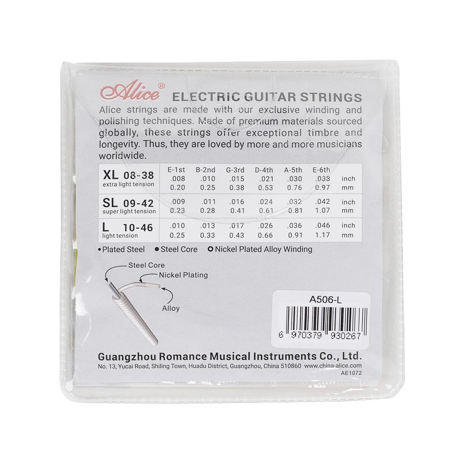 Alice 1 Set A506 Electric Guitar Strings Steel Core Nickel Plated Alloy Winding 008-038/009-042/010-046 Strings thumbnail 5