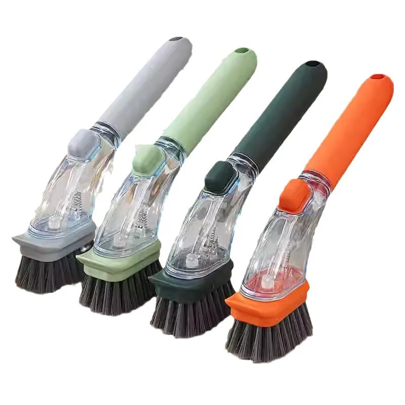 Refillable Liquid Cleaning Brush Kitchen Bowl Scrubber Cleaning Sponge Long Handle Dispenser Cleaner Tool Pot Brush Artifact thumbnail 6