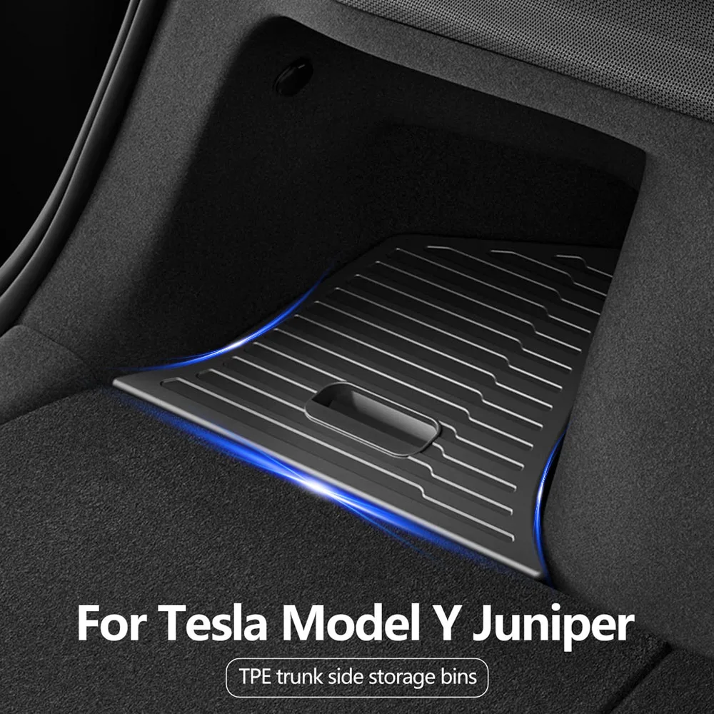 For Tesla Model Y Juniper Trunk Organizer Side Storage Box Boot Organizer Flocked TPE Mat Anti-dirty 2025 Car Travel Accessories thumbnail 3