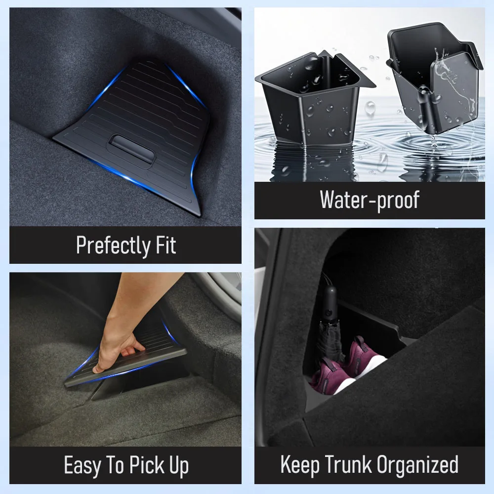 For Tesla Model Y Juniper Trunk Organizer Side Storage Box Boot Organizer Flocked TPE Mat Anti-dirty 2025 Car Travel Accessories thumbnail 5