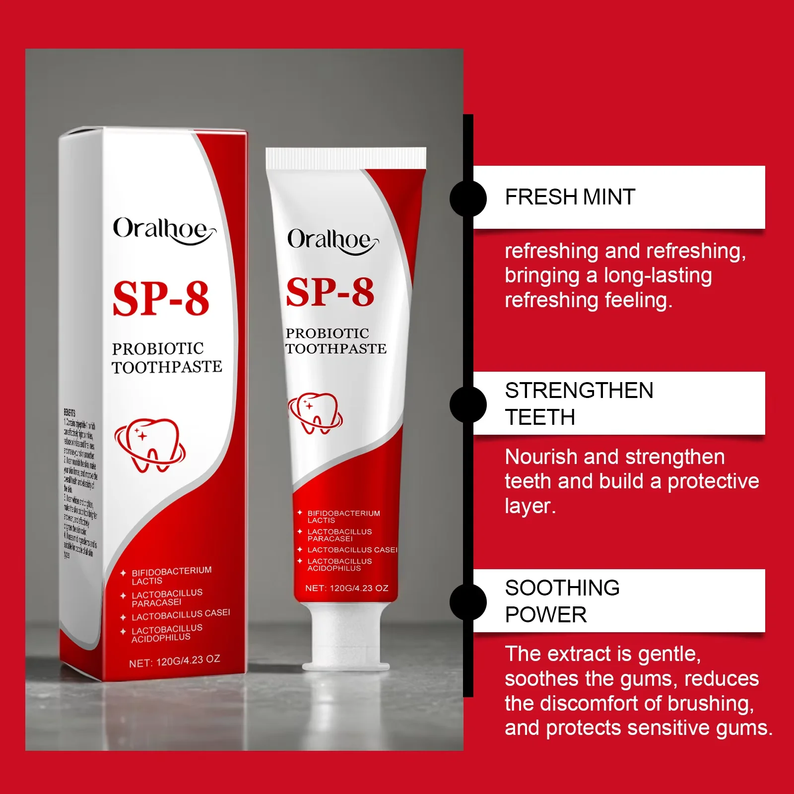 Sp-8 Probiotic Toothpaste Brightening Mint Fresh Breath Deep Cleaning Remove Plaque Stains Oral Hygiene Teeth Whiten Toothpaste thumbnail 2