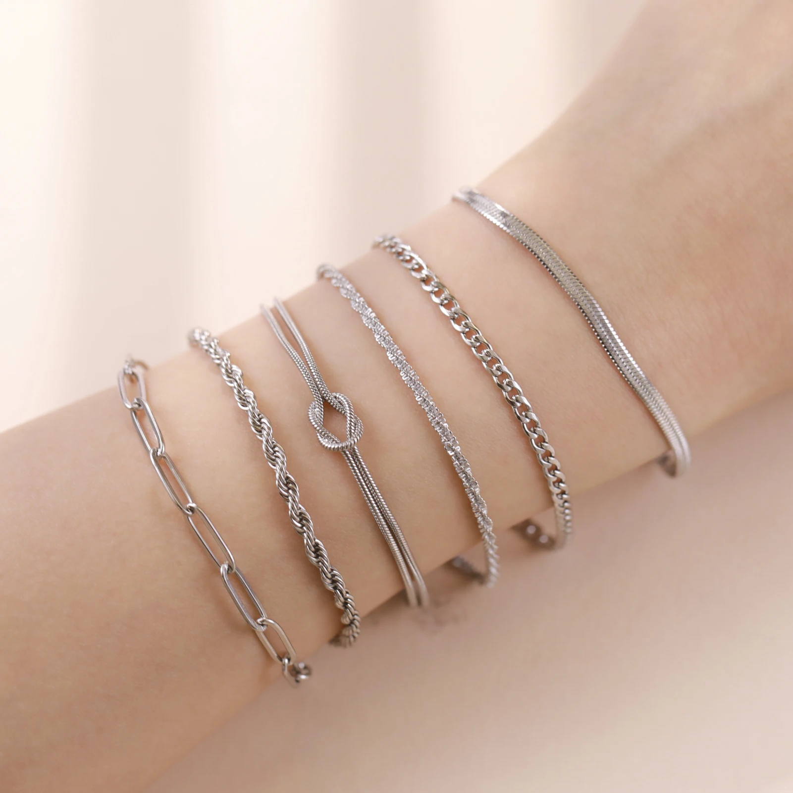 Skyrim Stainless Steel Gold Color Bracelet Twist Figaro Cuban Chain Bracelets Women Trendy Minimalist Jewelry Gifts Wholesale thumbnail 6