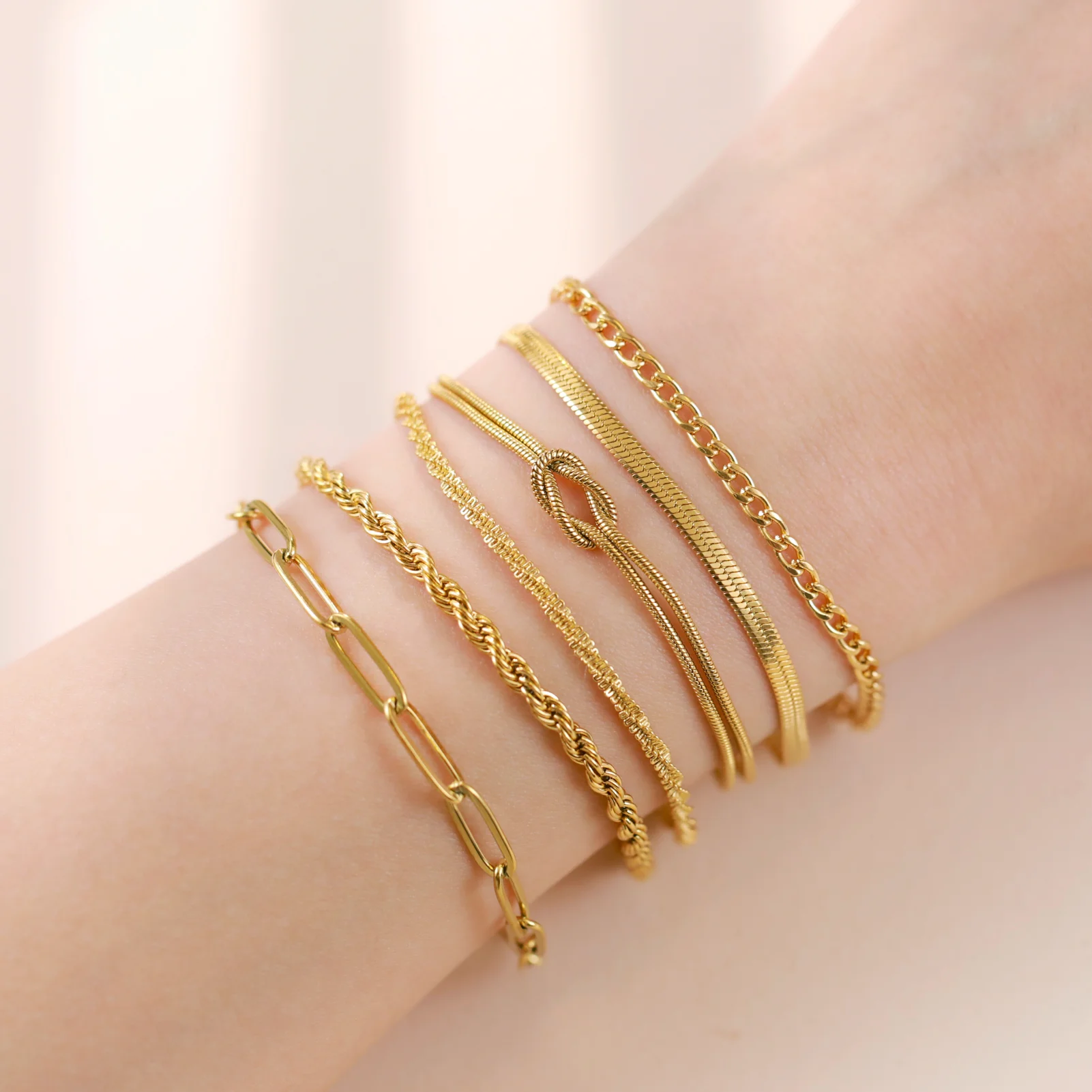 Skyrim Stainless Steel Gold Color Bracelet Twist Figaro Cuban Chain Bracelets Women Trendy Minimalist Jewelry Gifts Wholesale thumbnail 5