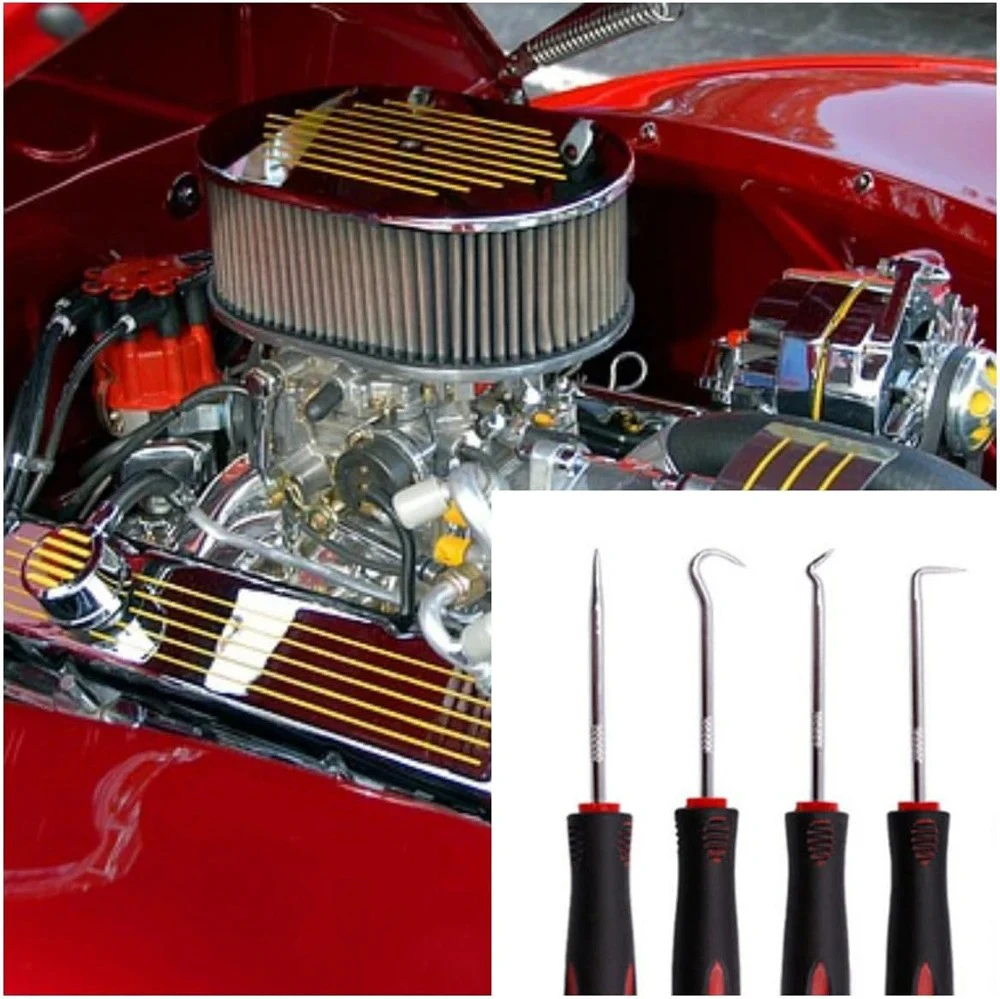 4pcs 160mm Auto Car Oil Seal Screwdrivers Set Hose Removal Hook Set O-Ring Seal Gasket   Puller Remover Pick Hooks Repair Tools thumbnail 3