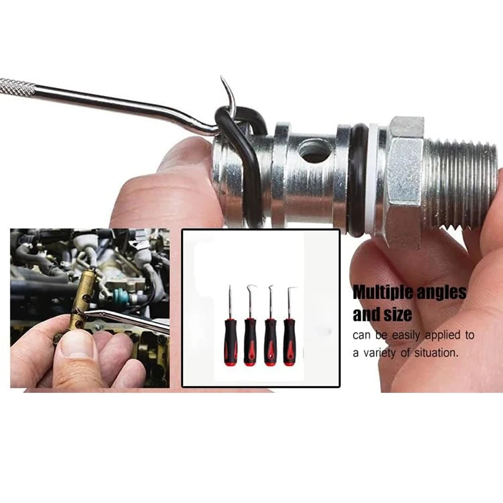 4pcs 160mm Auto Car Oil Seal Screwdrivers Set Hose Removal Hook Set O-Ring Seal Gasket   Puller Remover Pick Hooks Repair Tools thumbnail 4