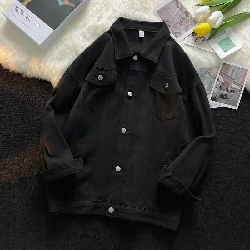 Spring Korean Fashion Green Denim Jackets For Men Multi-pocket Cargo Outerwear Aesthetic Y2K Streetwear Jacket Casual Coats thumbnail 6