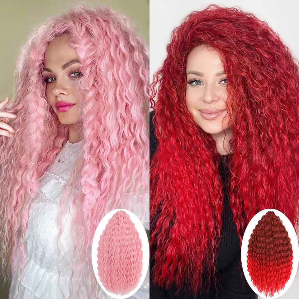 Ariel Water Wave Twist Crochet Hair Synthetic Braids Hair Ombre Blonde Brown 22 Inch Curl Hair Deep Wave Braiding Hair Extension thumbnail 5
