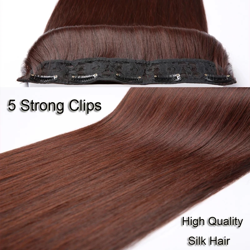 Synthetic 5 Clips One Piece Thicken Hair Extension Long Striaght Hairstyle 16Inch 20Inch 24Inch Black Brown Hairpiece for Women thumbnail 4