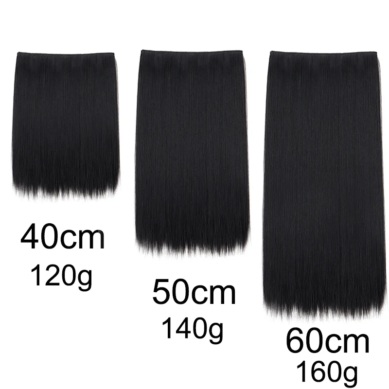 Synthetic 5 Clips One Piece Thicken Hair Extension Long Striaght Hairstyle 16Inch 20Inch 24Inch Black Brown Hairpiece for Women thumbnail 2
