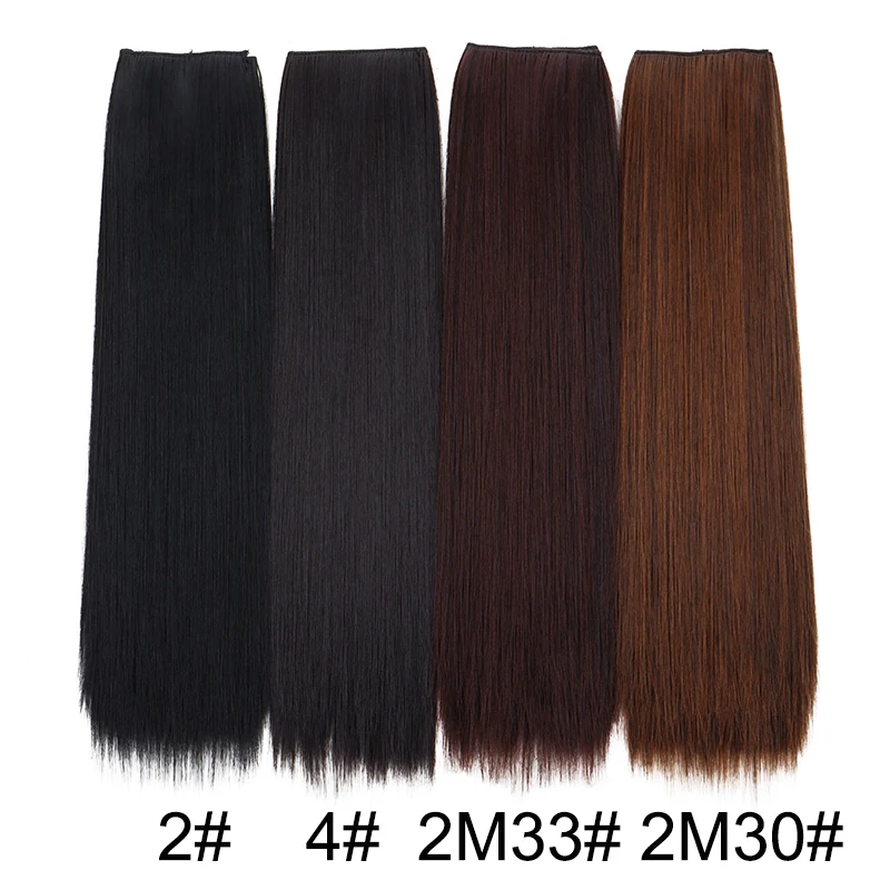 Synthetic 5 Clips One Piece Thicken Hair Extension Long Striaght Hairstyle 16Inch 20Inch 24Inch Black Brown Hairpiece for Women thumbnail 3