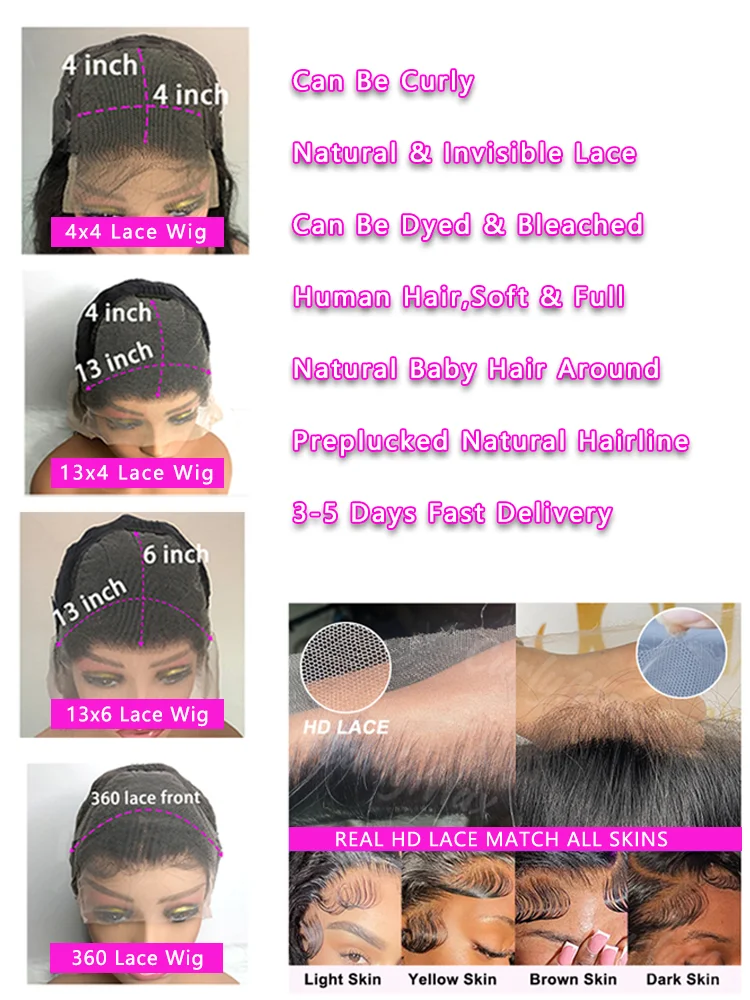 30 36 40 Inch 13x6 HD Transparent Bone Straight Human Hair Lace Frontal Wigs 250 Density 4x4 Closure Human Hair Wigs for Women thumbnail 6