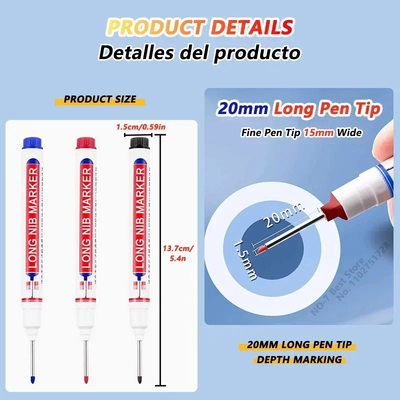 1-40PCS 20mm Deep Hole Long Nib Head Markers For Metal Perforating Pen Waterproof Bathroom Woodworking Decoration Multi-Purpose thumbnail 3
