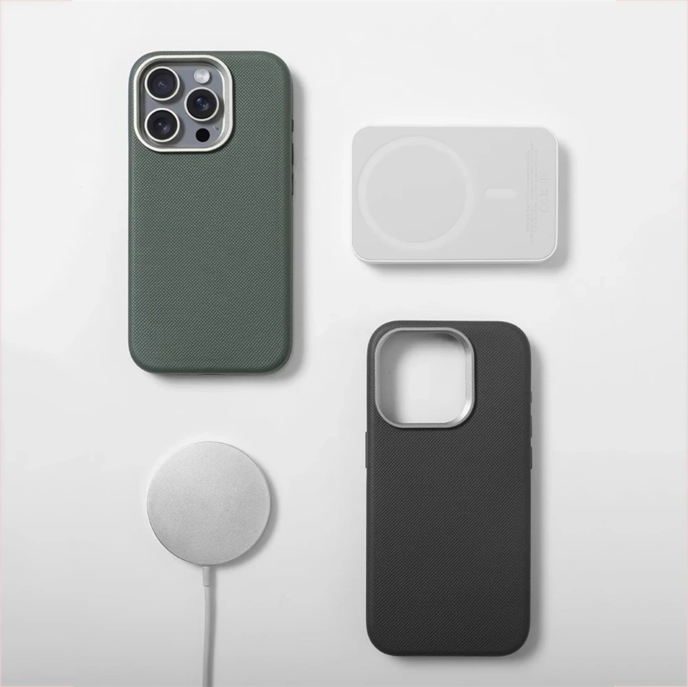 Luxury Alloy Lens Frame Particle PU Leather Magnetic Case For iPhone 17 16 Pro Max 15 14 13 For Magsafe Wireless Charging Cover thumbnail 5