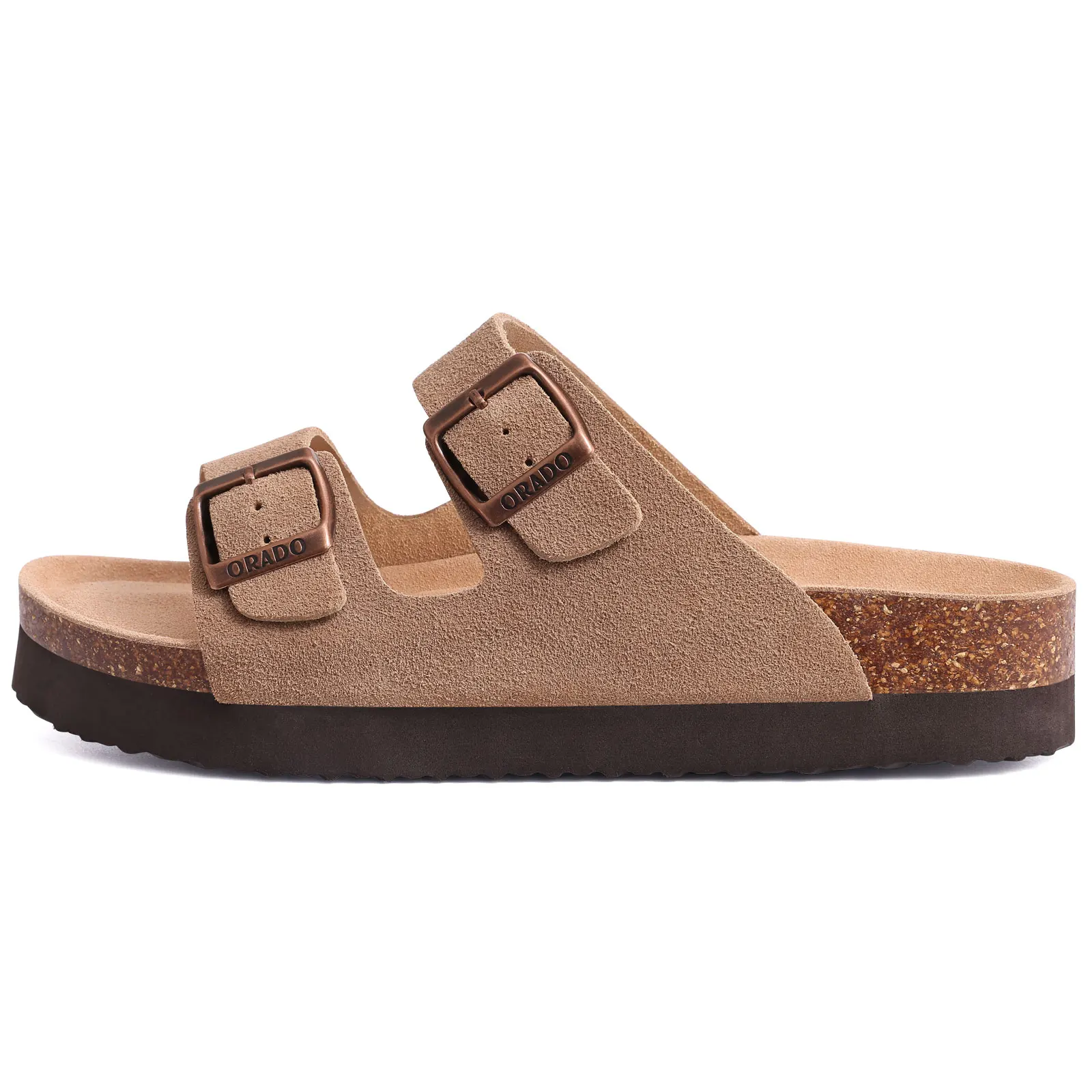 Kidmi New Men Sandals Men Double Buckle Sandals Cork Suede Men Slippers Outdoor Beach Slide Sandals Casual Soft Nonslip Sandals thumbnail 4