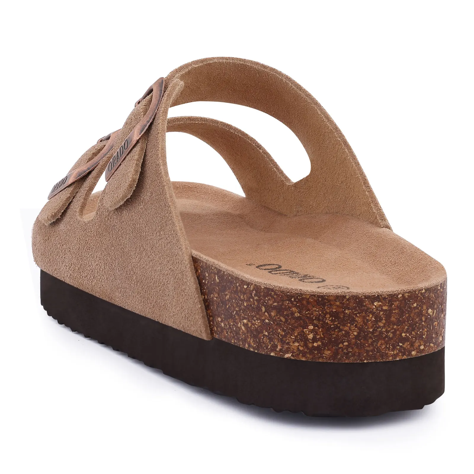 Kidmi New Men Sandals Men Double Buckle Sandals Cork Suede Men Slippers Outdoor Beach Slide Sandals Casual Soft Nonslip Sandals thumbnail 2