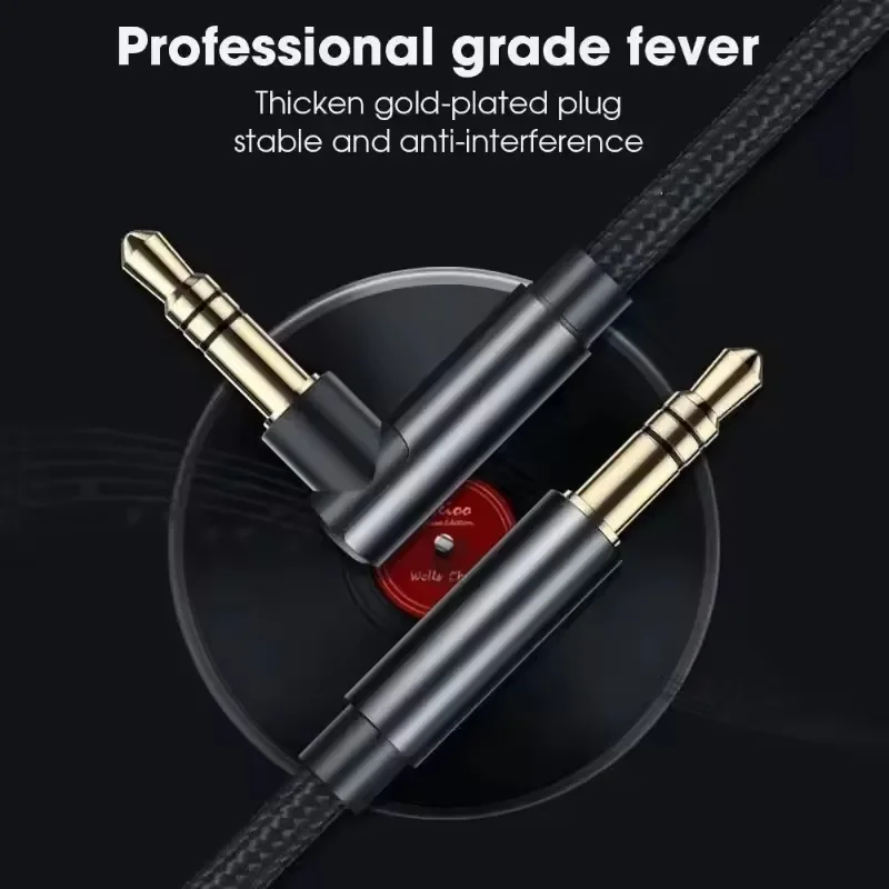 3.5mm Jack Audio Cable 90 Degree Elbow Male to Straight Male Aux HiFi Cable For Samsung S20 Car Headphone MP3/4 Aux Cord Wire thumbnail 2