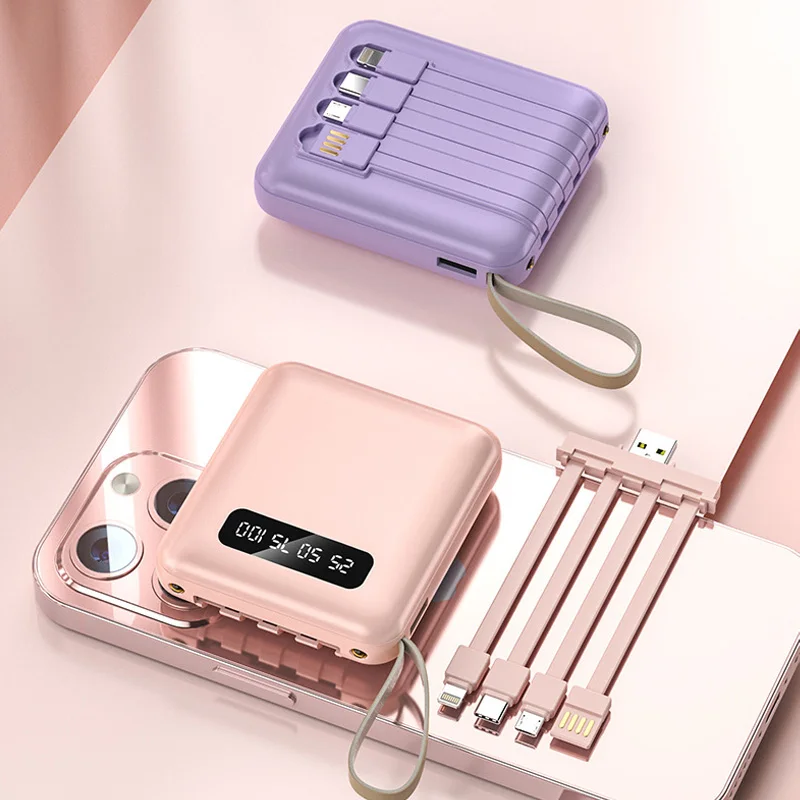 Portable Power Bank 20000mA with Cable Large Capacity Micro/Lightning/Type-C Output Mobile Phone External Battery Powers Supply thumbnail 4
