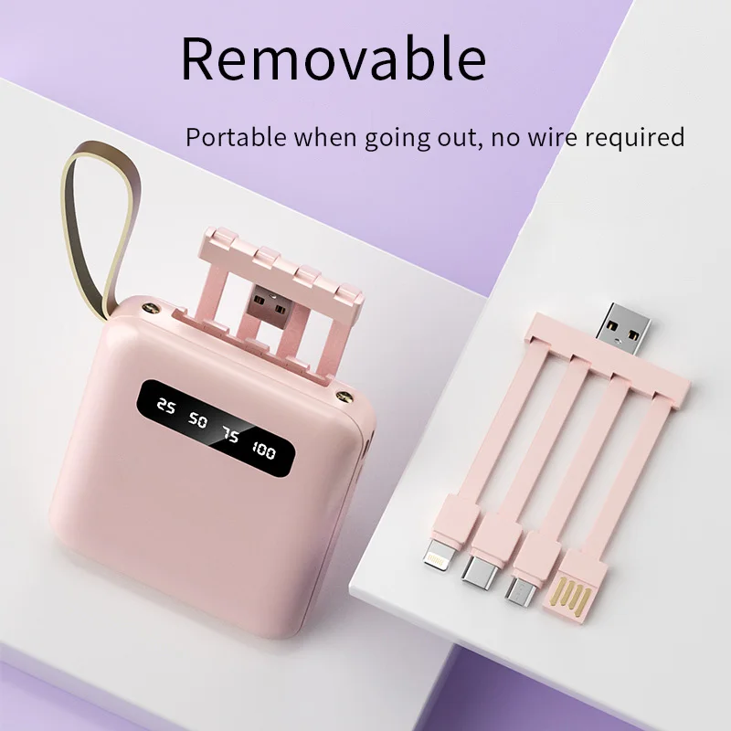 Portable Power Bank 20000mA with Cable Large Capacity Micro/Lightning/Type-C Output Mobile Phone External Battery Powers Supply thumbnail 2