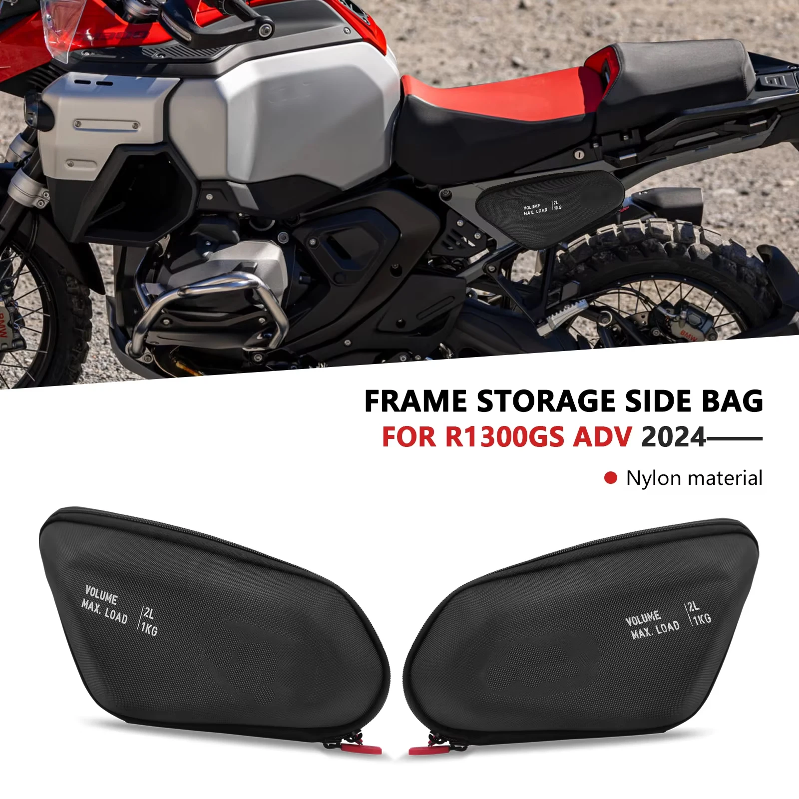 For R1300GS Adventure R 1300 GSA R1300 GS ADV 2024 2025 Motorcycle Side Frame Bag Storage Package Bags Waterproof Bag
