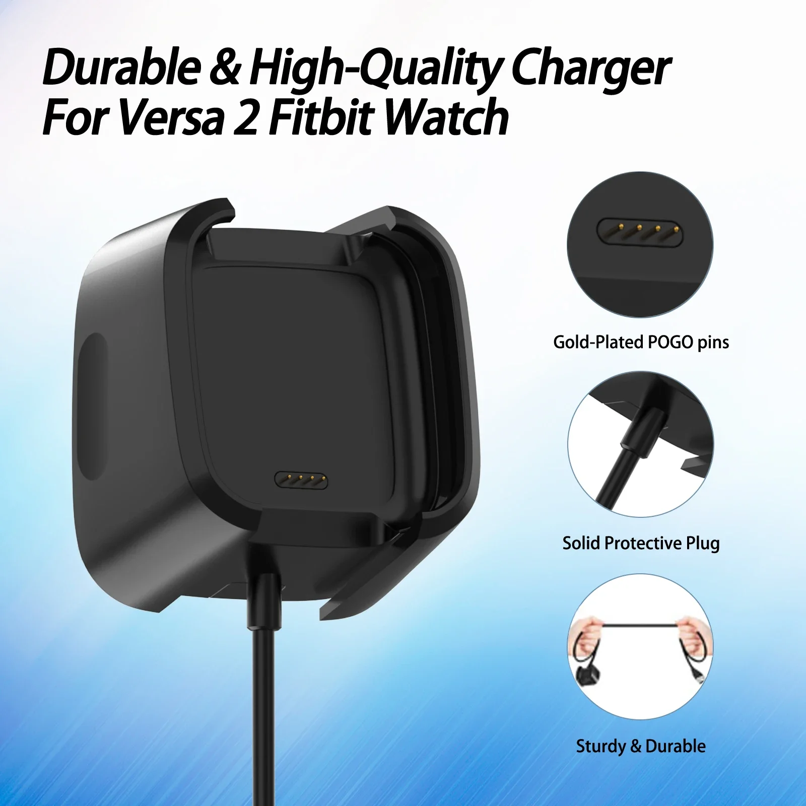 Fast USB Charger for Fitbit Versa 2 Charging Cable for Fitbit Versa 2 Charger Dock Stand Cradle Smart Watch Accessories thumbnail 6