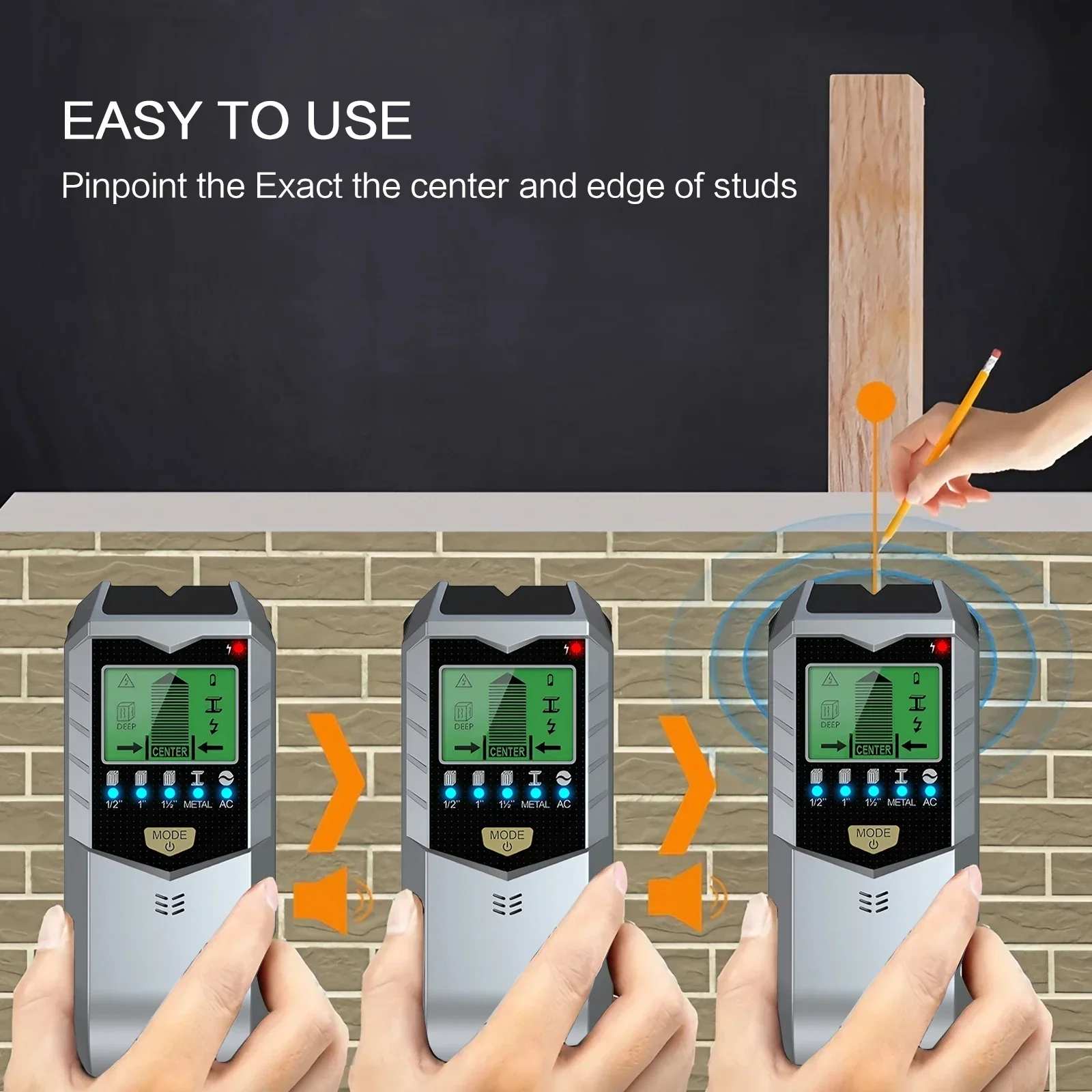5in1 Wall Metal Detection Instrument Measuring Metal Current Wire Wood Handheld Detector Stud Post Measuring Instrument Scanner thumbnail 4