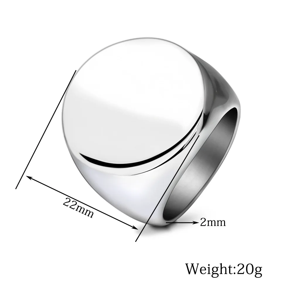 Customized Signet Ring Engrave Name Logo Photo Jewelry Stainless Steel Round Men Women  For Family Wedding Personalized Gifts thumbnail 6