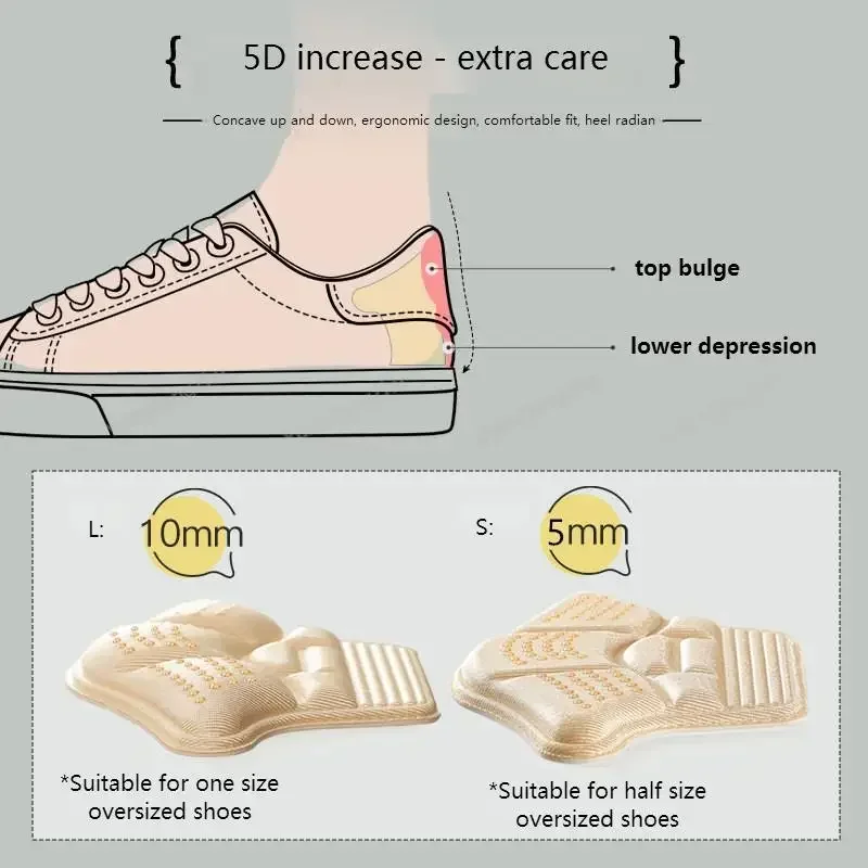 1Pair Heel Stickers Heel Protectors Sneaker Shrinking Size Insoles Anti-wear Feet Shoe Pad Adjust Size High Very Cushion Inserts thumbnail 6