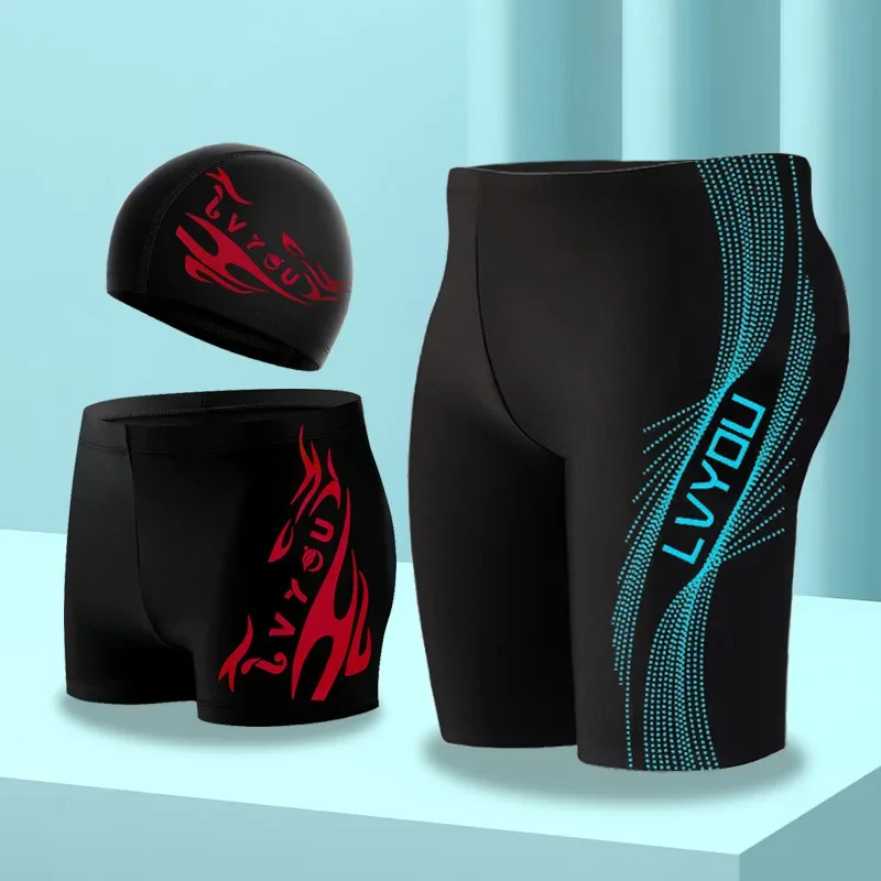 Fashionable Large Size Men's Swimming Trunks Five-Point Flat Angle Thermal Print 3D Stylish Swimwear from Mainland China