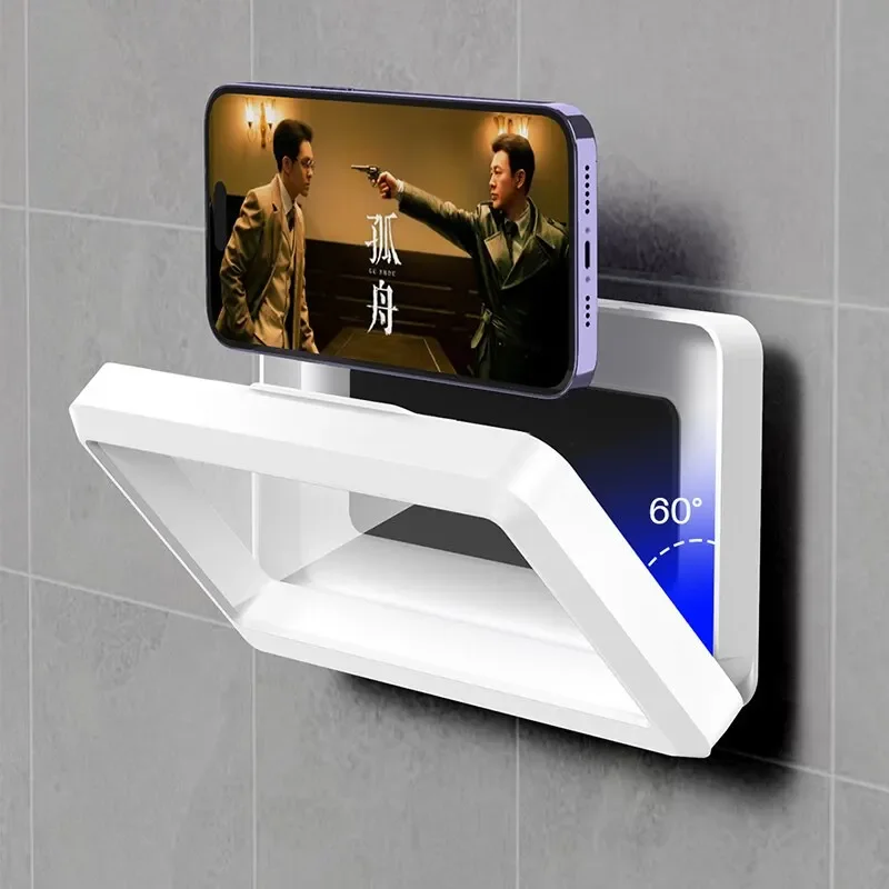 Bathroom Waterproof Phone Holder Home Wall Phone Case Stand Box Self-adhesive Touch Screen Phone Bracket Shower Sealing Storage thumbnail 2