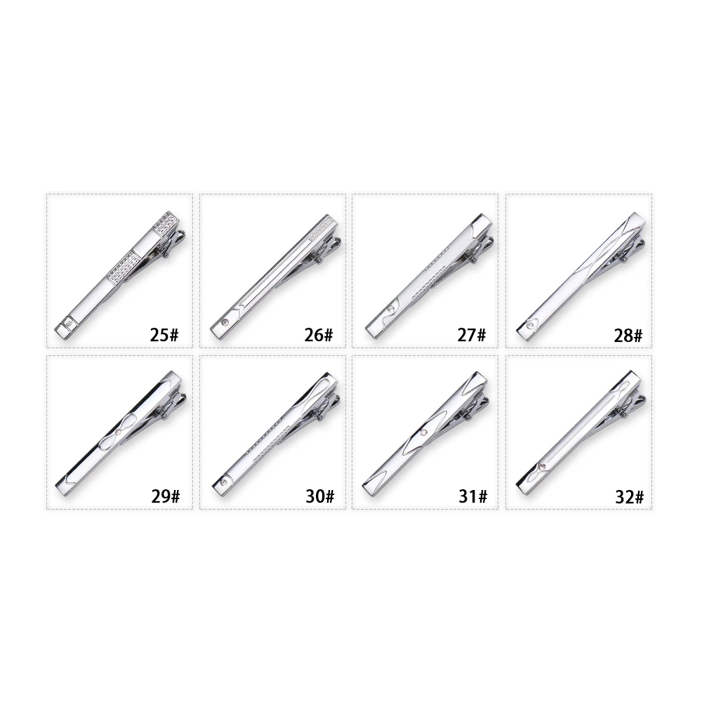 8pc Tie Clip Set Metal Silvery Color Necktie Clip For Men Wedding Gentleman Ties Bar Crystal Pin For Men's Accessories Jewelry thumbnail 3