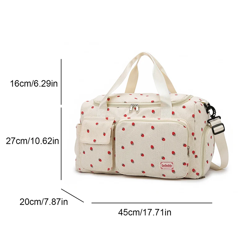 Corduroy Travel Tote Bag Large Capacity Carry On Travel Bag With Shoe Compartment Sports Fitness Bags For Women Duffle Bags thumbnail 3