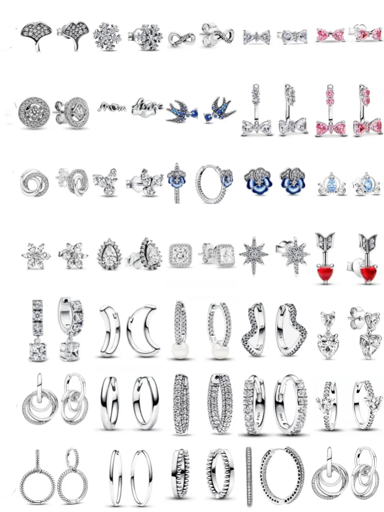 2025New 925 Sterling SilverPink Bow, Red Heart Arrow, Snowflake Shaped Earrings SuitableFor Women's Holiday Charm Jewelry thumbnail 2