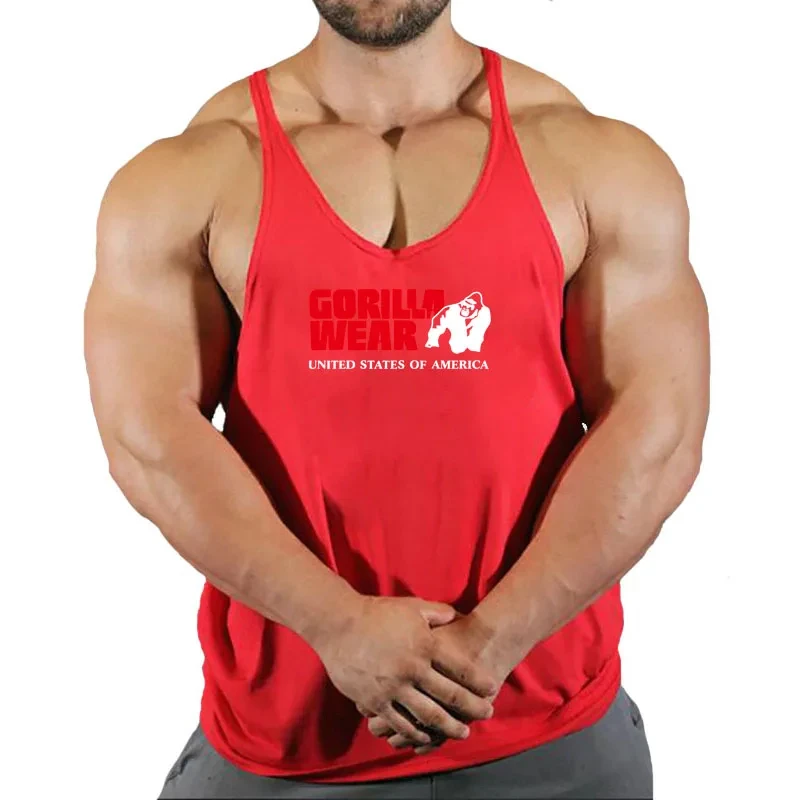 Men's Sleeveless Fitness Bottom Shirt American Fitness Sports Bottom Shirt Spring New Breathable Workout Sleeveless Tank Tops thumbnail 2