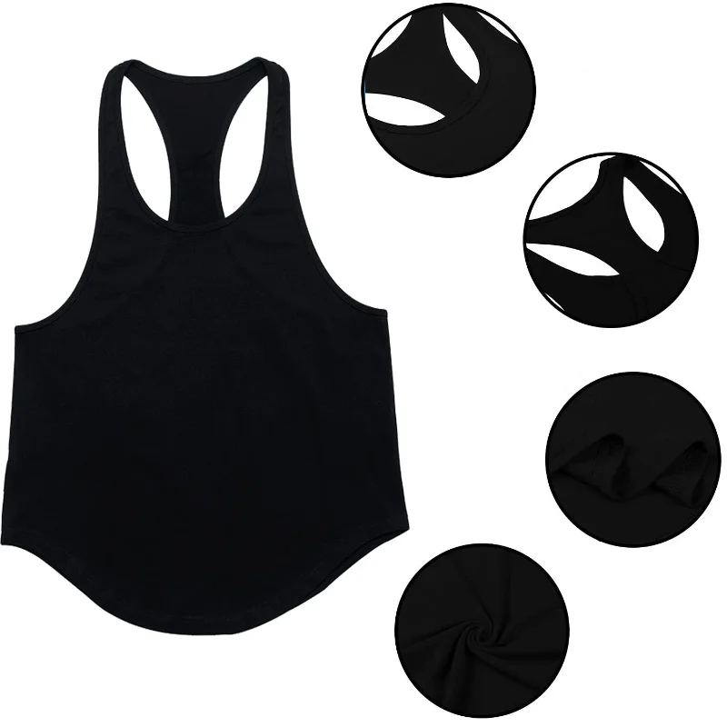 Men's Sleeveless Fitness Bottom Shirt American Fitness Sports Bottom Shirt Spring New Breathable Workout Sleeveless Tank Tops thumbnail 5