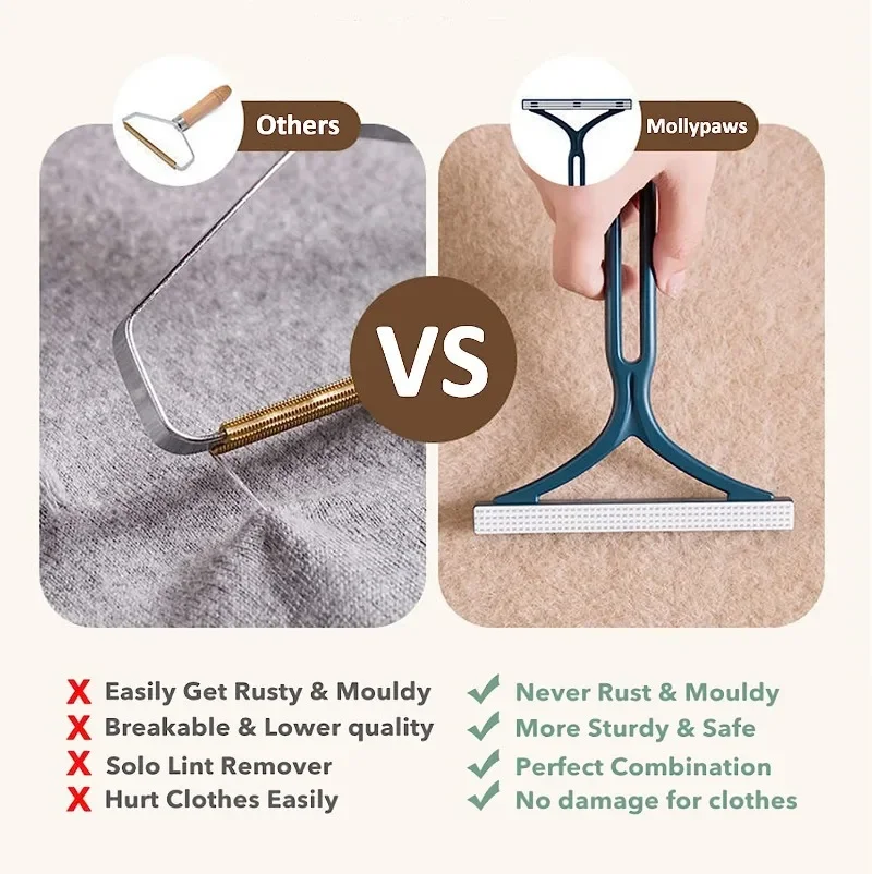 Double-Sided Portable Lint Remover for Pet Hair-Reusable Fabric Shaver for Clothes/Carpet/Car Seats,Fur Removal Tool hair brush thumbnail 4