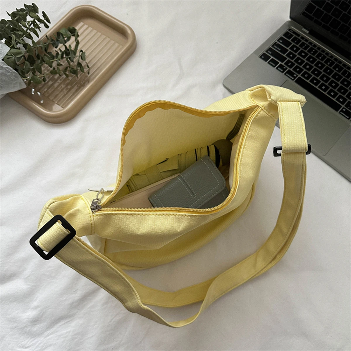 Minimalist Crossbody Bag with Puppy Pendant - Spacious & Stylish Scratch-Resistant Nylon Shoulder Bag  for Daily Essentials thumbnail 4