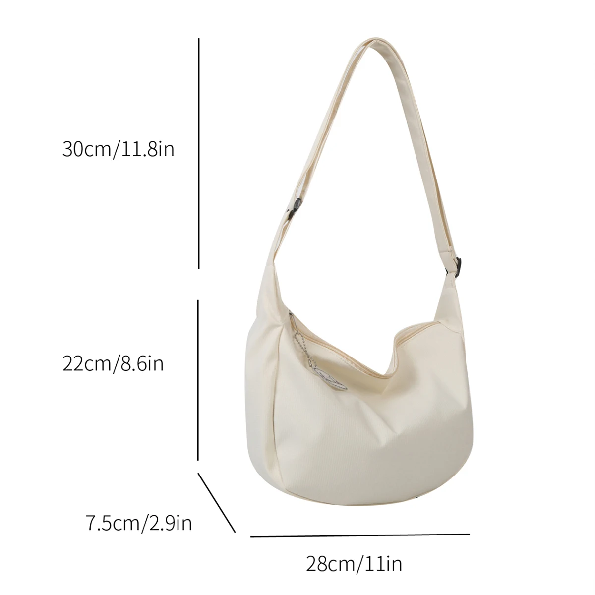 Minimalist Crossbody Bag with Puppy Pendant - Spacious & Stylish Scratch-Resistant Nylon Shoulder Bag  for Daily Essentials thumbnail 2