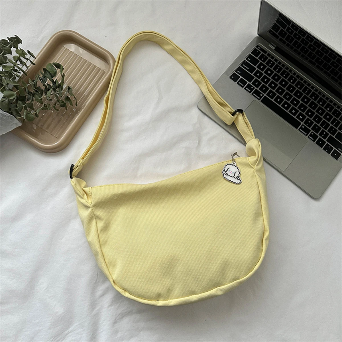 Minimalist Crossbody Bag with Puppy Pendant - Spacious & Stylish Scratch-Resistant Nylon Shoulder Bag  for Daily Essentials thumbnail 6
