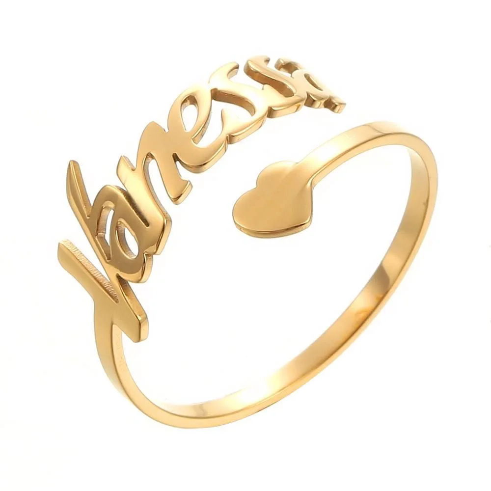 Personalized Custom Love Name Ring Fashion Valentine's Day Couple Rings Girlfriend Gift Heart Wedding Band Women's Jewelry thumbnail 5