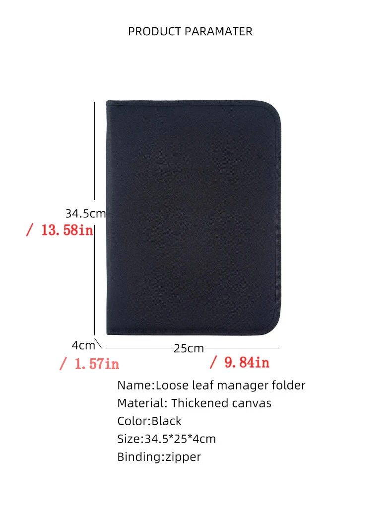 Large Black Business Portfolio File Document Folder Zipper A4 Paper Organizer Bag Padfolio Binder Briefcase Conference Office thumbnail 5