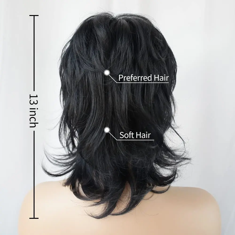 Short wig shaggy Layered 80s Mullet wig Pixie Cut wig WithBangs Curly Synthetic Fake Hair For Women Party Cosplay Use thumbnail 5
