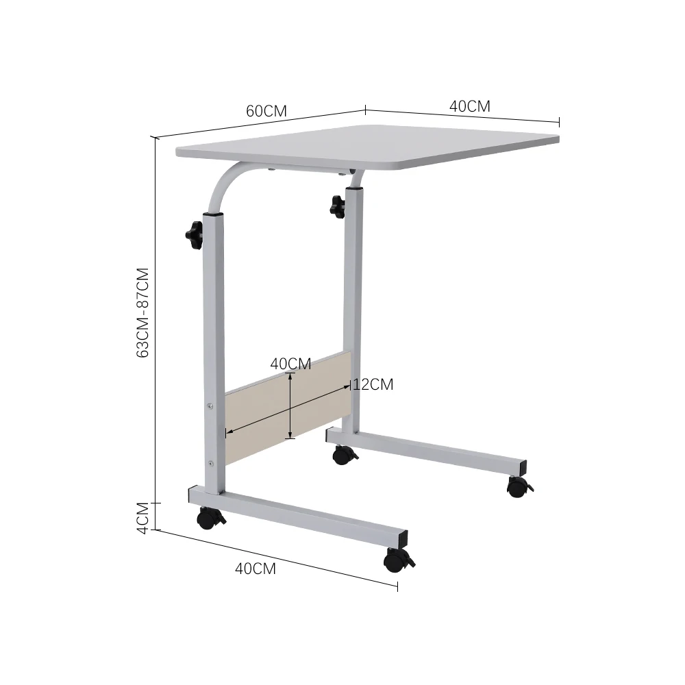 Height Adjustable Mobile Table Overbed Desk with Wheels Laptop Tray Stand,60cmWx 40cmDx 87cmH thumbnail 5