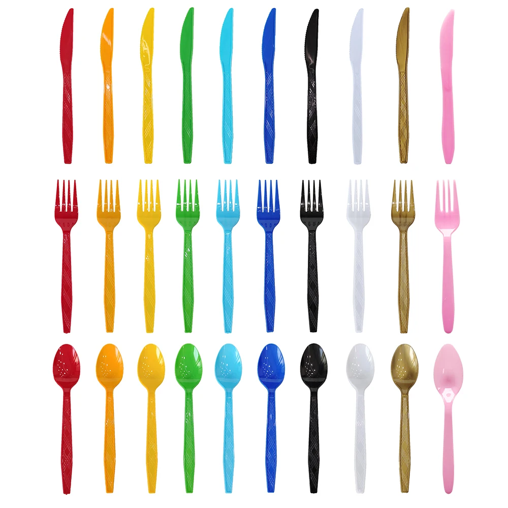 Disposable Knife Fork Spoon Cutlery Set Pink Blue Disposable Tableware Birthday Party Decorations Wedding Baby Shower Supplies