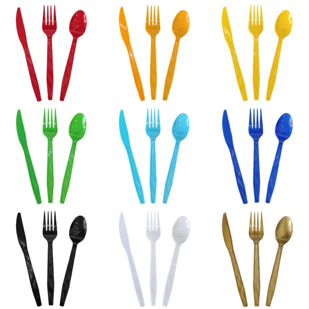 Disposable Knife Fork Spoon Cutlery Set Pink Blue Disposable Tableware Birthday Party Decorations Wedding Baby Shower Supplies thumbnail 2