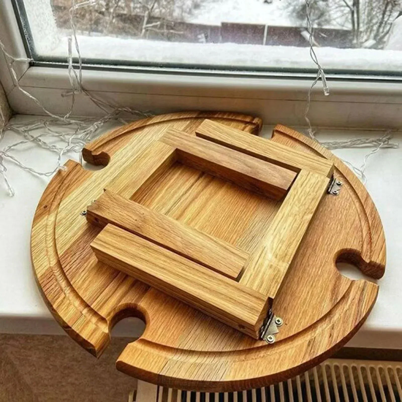 High Quality Wooden Folding Picnic Table Portable Chair Casual Snack Tray Wine Rack Kitchen Storage Container thumbnail 6