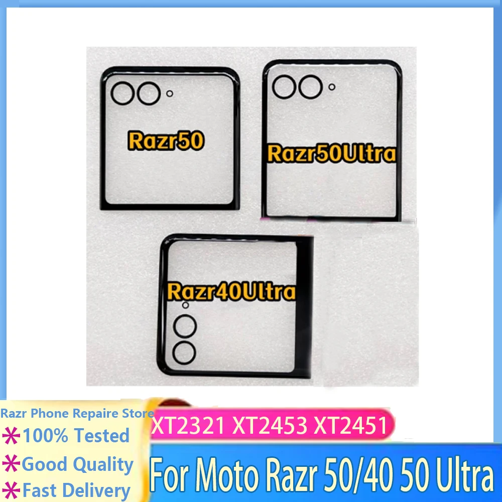 Outer Screen with OCA For Motorola Razr 40 Ultra Small Front Touch Panel LCD Display Glass Lens Cover For Moto Razr 50/50Ultra