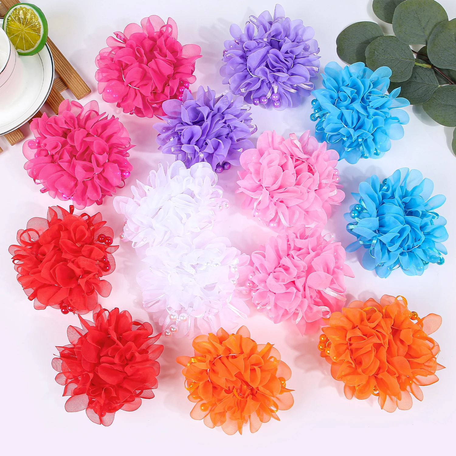 2/7pcs Girls Flower Hair Ties Ponytail Holder Elastic Hair Bands Kids Hair Accessories Chiffon Floral Hair Tie Children Headwear thumbnail 2